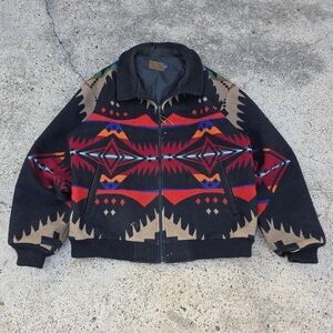 Vintage Pendleton High Grade Western Wear Southwestern Bomber Jacket Size Large